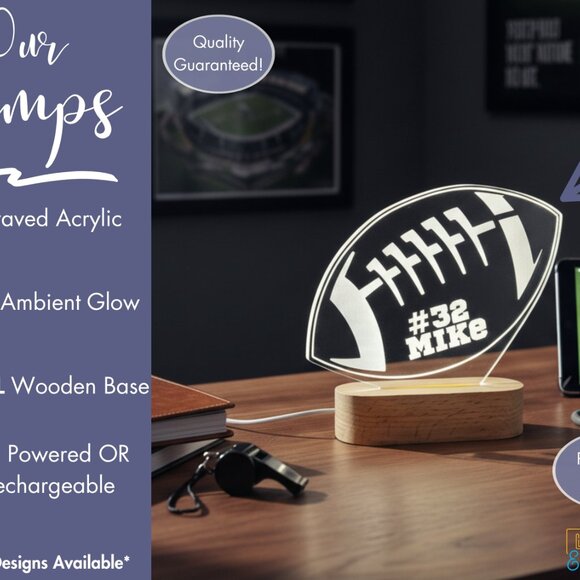 American Football Custom Name Light | Personalized LED Sign | Boy or Dad Gift - Picture 3 of 8